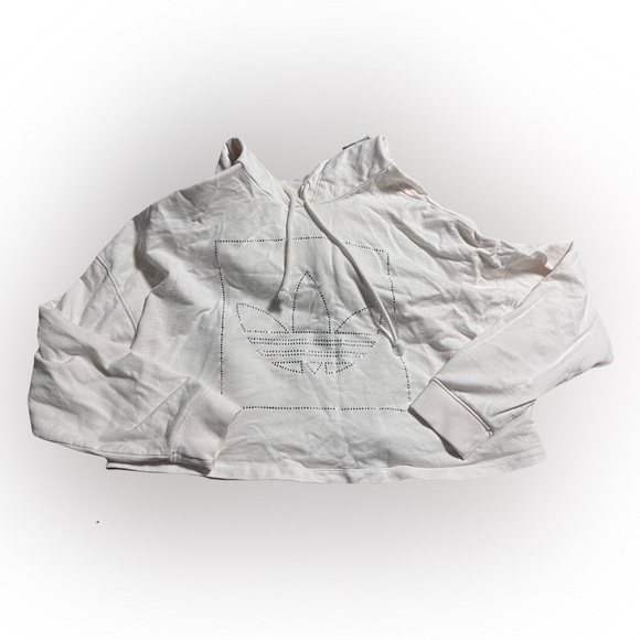 adidas Tops - Adidas sz Small Cropped embellished Hoodie white EUC